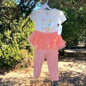 Baby girl Carter's 2  piece Easter bodysuit and tutu pan set 24 months